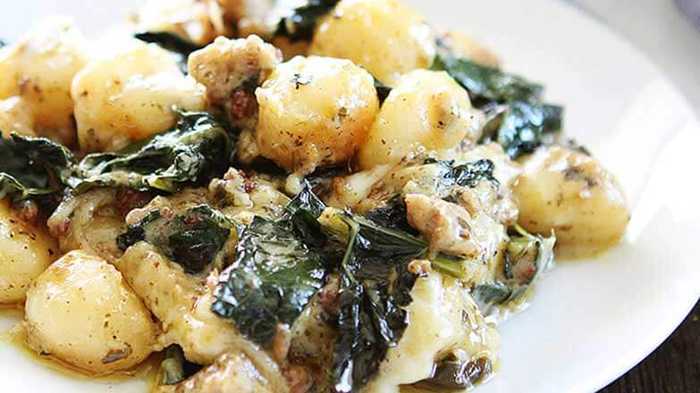 Baked Gnocchi: Sausage, Kale, and Pesto Recipe