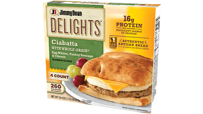 Delights Egg Whites, Turkey Sausage & Cheese Ciabatta Sandwiches