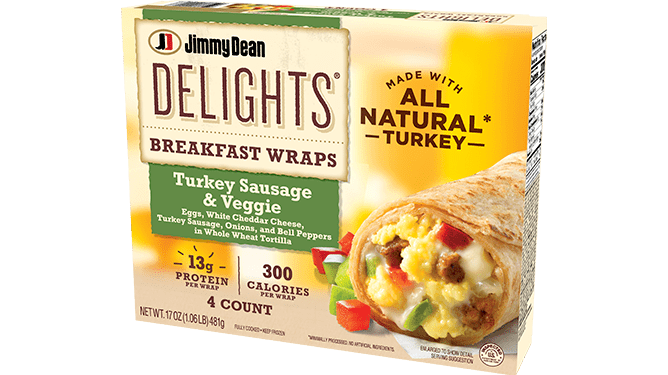 Delights Turkey Sausage & Veggie Breakfast Wraps