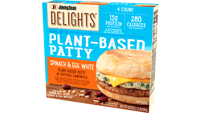 Jimmy Dean Delights Spinach & Egg White Plant-Based Patty & Frittata Sandwich