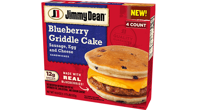 Jimmy Dean Sausage, Egg and Cheese Blueberry Griddle Cake Sandwiches 