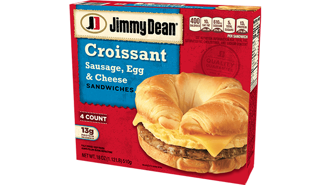 Jimmy Dean Croissants de Desayuno con Huevo, Queso y Carne